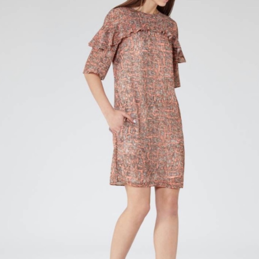 Reiss Roxanne Ruffle Shift Dress, Size 4